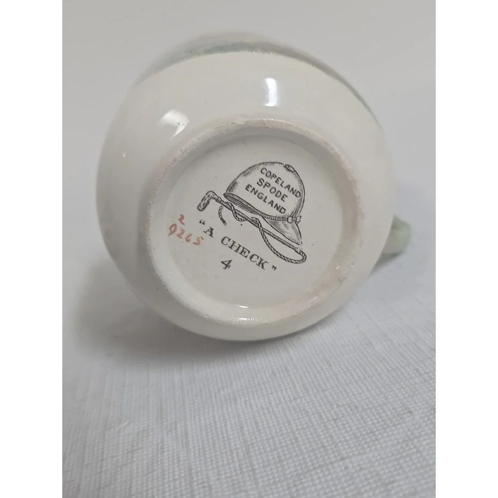 Copeland Spode England Herring‎ Hunt Green #4 Footed Demitasse Cup and #2 Saucer
